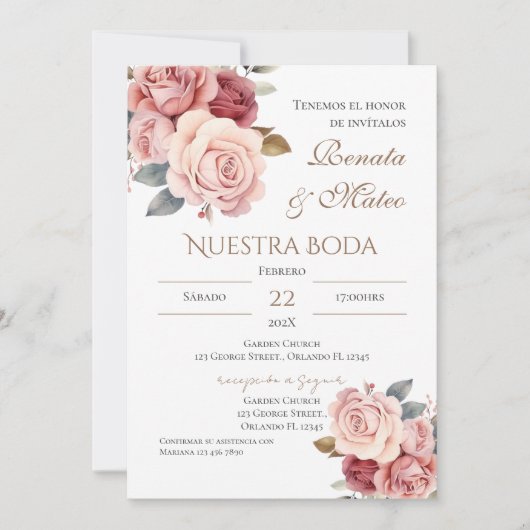 Boho Spanish Wedding Invitation Einladung (Vorderseite)