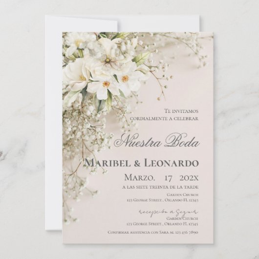 Boho Spanish Wedding Invitation Einladung (Vorderseite)