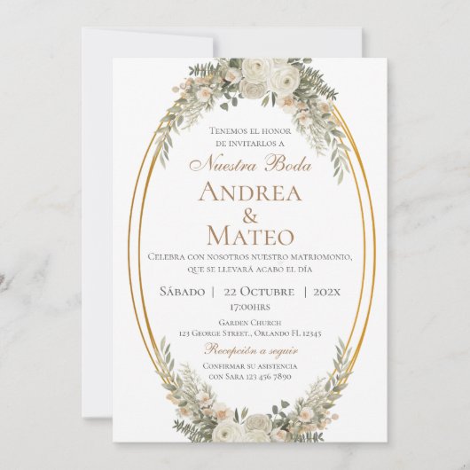 Boho Spanish Wedding Invitation Einladung (Vorderseite)