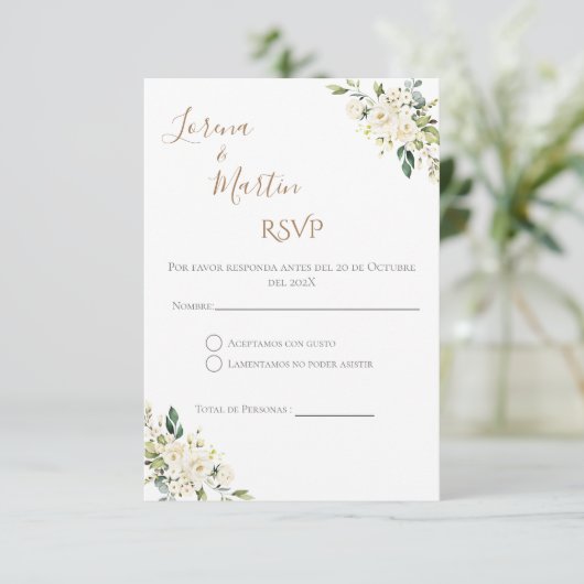 Boho Spanish Wedding RSVP Card Begleitkarte (Stehend Vorderseite)