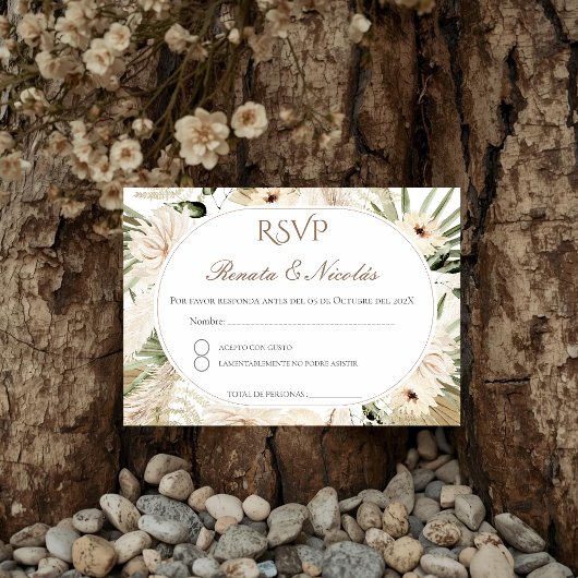 Boho Spanish Wedding RSVP Card Begleitkarte