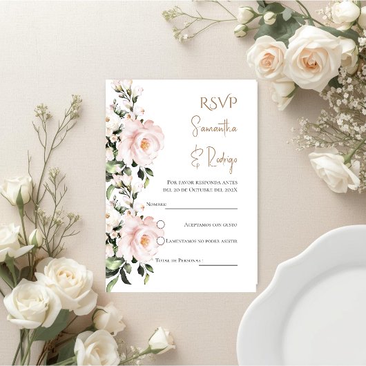 Boho Spanish Wedding RSVP Card Begleitkarte