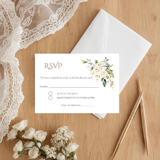 Boho Spanish Wedding RSVP Card Begleitkarte
