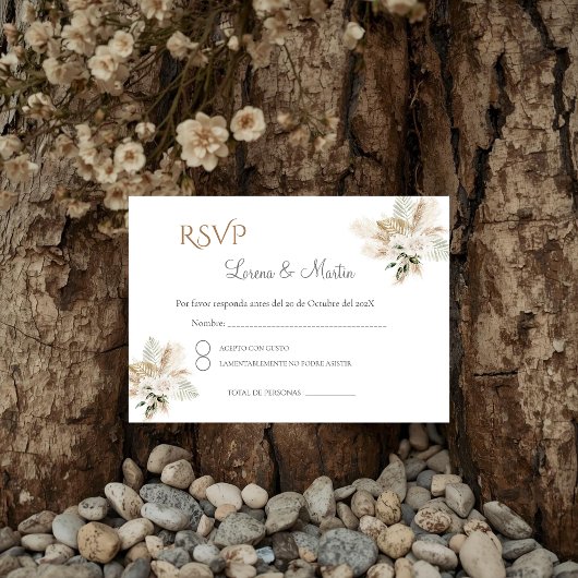 Boho Spanish Wedding RSVP Card Begleitkarte