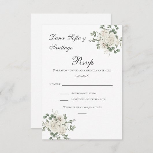 Boho Spanish Wedding RSVP Karte (Vorne/Hinten)