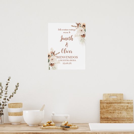Boho Spanish Wedding Welcome sign Poster (Küche)