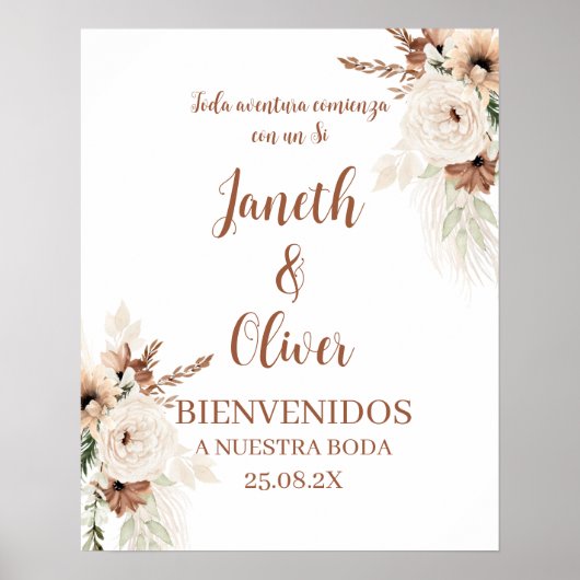 Boho Spanish Wedding Welcome sign Poster (Vorne)