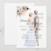 Boho Spanish with bride and groom wedding Einladung (Vorne/Hinten)