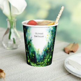 Boho Sparkling Woodland Birthday Pappbecher