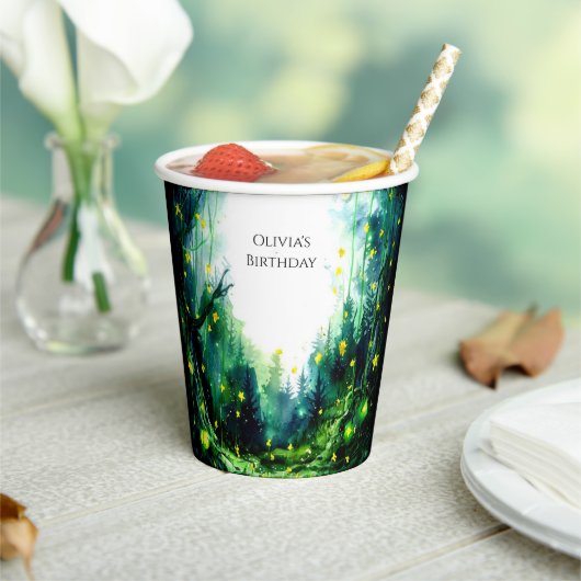 Boho Sparkling Woodland Birthday Pappbecher (In Situ)