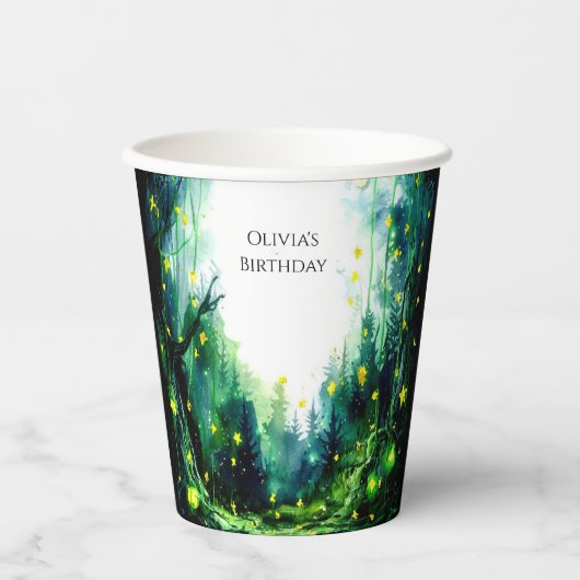 Boho Sparkling Woodland Birthday Pappbecher (Vorderseite)