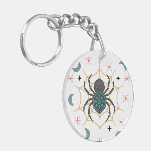 Boho Spider & Web Schlüsselanhänger - Tribal Style (Vorderseite links)