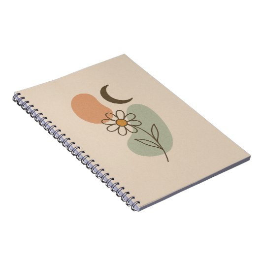 Boho Spiral Notebook - Ästhetisch Minimalistisch Notizblock (Rechte Seite)