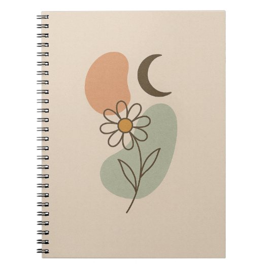 Boho Spiral Notebook - Ästhetisch Minimalistisch Notizblock (Vorderseite)