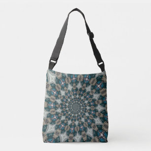 Boho-Spirale Türkis und Khaki-Kaleidoskop Tragetaschen Mit Langen Trägern