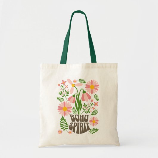 Boho-Spirit-Blumen-Retro-Ästhetik Tragetasche (Vorne)