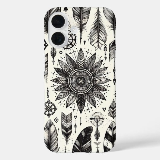 Boho Spirit - HandGezeichnet Federn & Pfeile Telef Case-Mate iPhone Hülle (Rückseite)