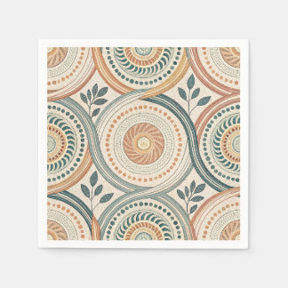 Boho-Spiritualkreis-Mandala- und botanische Blattk Serviette
