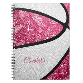 Boho Sport Doodle Federn rosa weißen Basketball Notizblock