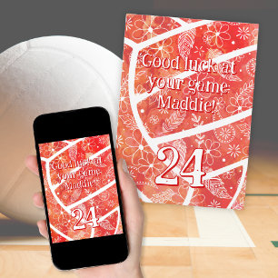 Boho-Sport-Orange-Blumenvolleyball-viel Glück Karte
