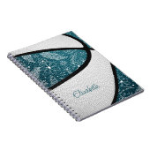 Boho sportdoodle Muster aquamariner weißer Basketb Notizblock (Rechte Seite)