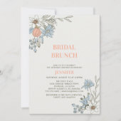 Boho Spring Blue Floral Bridal Brunch Dusche Invit Einladung (Vorderseite)