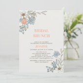 Boho Spring Blue Floral Bridal Brunch Dusche Invit Einladung (Stehend Vorderseite)