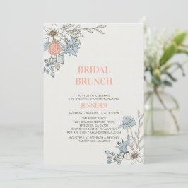 Boho Spring Blue Floral Bridal Brunch Dusche Invit Einladung