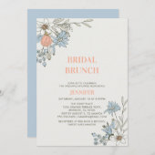 Boho Spring Blue Floral Bridal Brunch Dusche Invit Einladung (Vorne/Hinten)