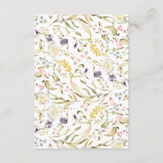 Boho Spring Botanical Wildblume Stripe Wedding Begleitkarte (Rückseite)