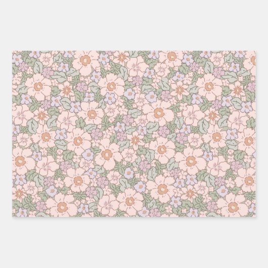 Boho Spring Bunny Botanical Geschenkpapier Set (Vorderseite)