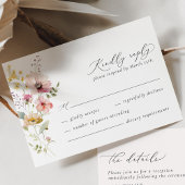 Boho Spring Colorful Wildblume Wedding RSVP Card Karte