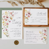 Boho Spring farbenfrohe Wildblume Hochzeit Einladu Einladung