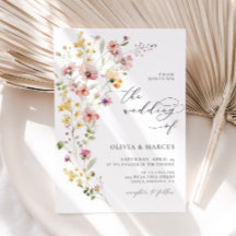 Boho Spring farbenfrohe Wildblume Hochzeit Einladu