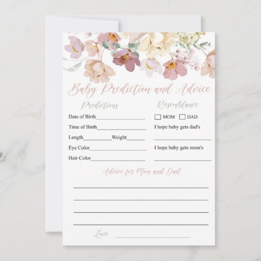 Boho Spring Floral Baby Predication and Addon Card Einladung (Vorderseite)
