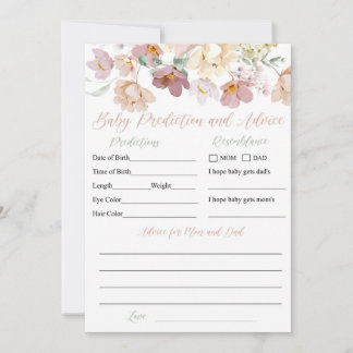 Boho Spring Floral Baby Predication and Addon Card Einladung