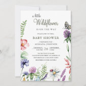 Boho Spring Floral Eine kleine Wildblume Babydusch Einladung (Vorderseite)