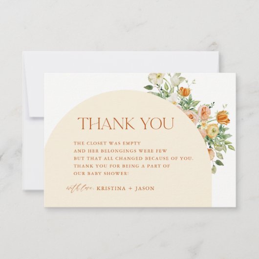 Boho Spring Flowers Baby Dusche Danke Karten (Vorderseite)