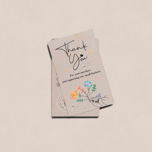 Boho Spring Flowers Danke Business Card Visitenkarte