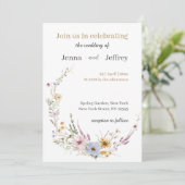 Boho Spring Flowers Foto Hochzeit Einladung (Stehend Vorderseite)