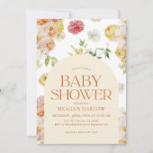 Boho Spring Flowers Girl Baby Shower Einladung (Vorderseite)