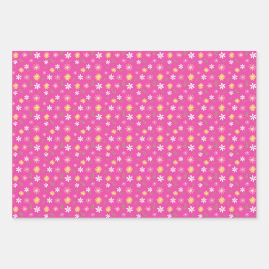 BOHO Spring Flowers Pastell Floral Muster Geschenkpapier Set (Vorderseite 3)
