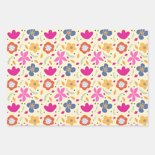 BOHO Spring Flowers Pastell Floral Muster Geschenkpapier Set (Vorderseite 2)