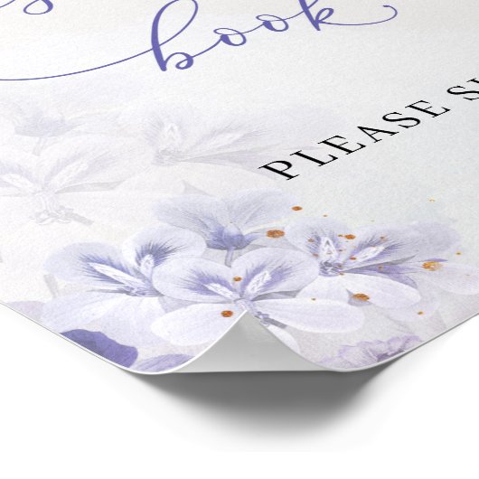 Boho spring lila staubblaublühende Blumenbücher Poster (Ecke)