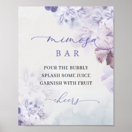 Boho Spring lila staubblaue Blüten Mimosa Bar Poster