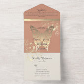 Boho Spring Peach Wedding All In One Einladung (Innen Boden)