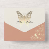 Boho Spring Peach Wedding All In One Einladung (Rückseite)