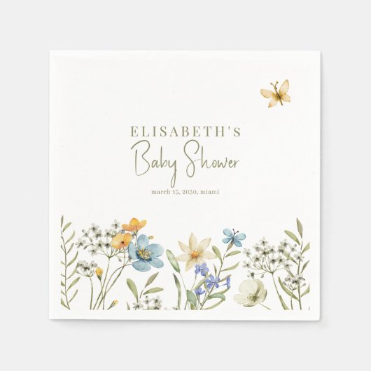 Boho spring personalisierte Babydusche Serviette (Vorderseite)