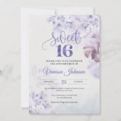 Boho Spring staubig lila pink maul floral Einladung (Vorderseite)
