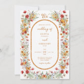 Boho Spring Watercolor Wildblumen Goldene Hochzeit Einladung (Vorderseite)
